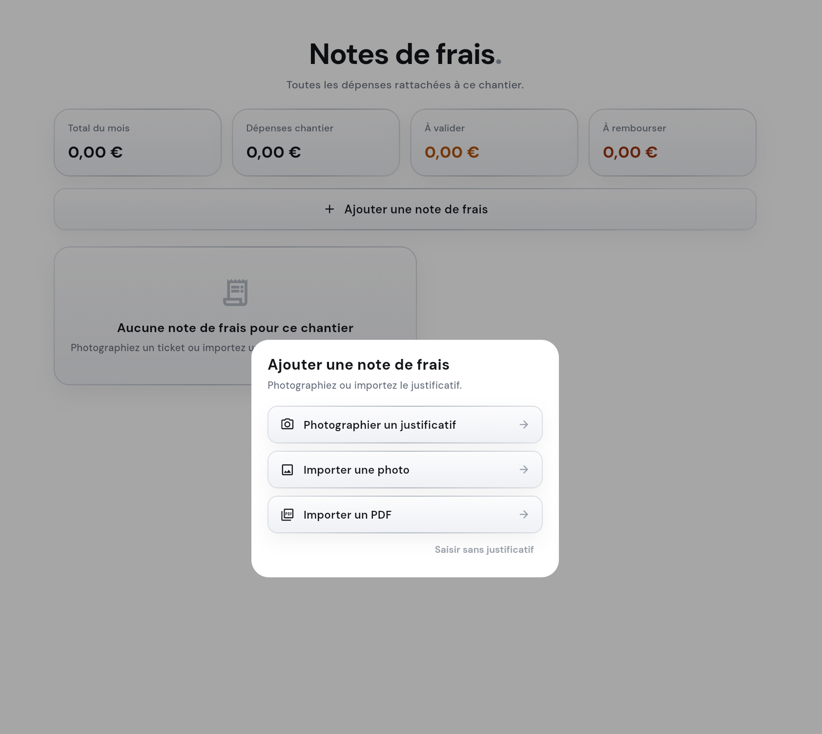 Ajouter une note de frais : photo, import de photo ou PDF